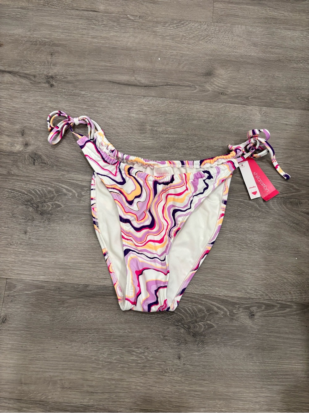 Xhilaration Pink, Purple & Cream Swirl Tie-Side Bikini Bottoms